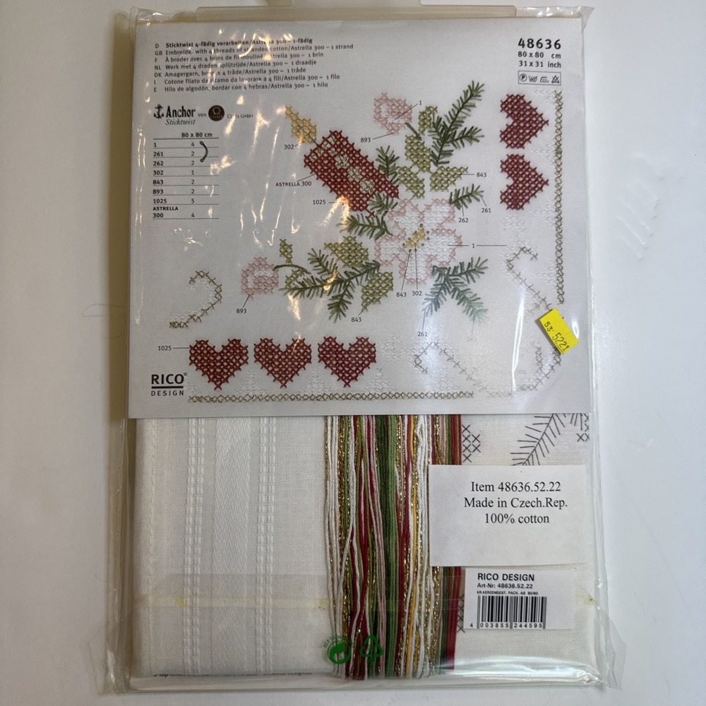 Rico Design Counted Cross Stitch Kit Christmas Table Cloth 31 x 31 inches #48636